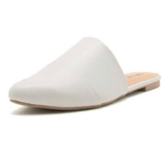 NWT White Mules Cute Slide Flats - Picture 2 of 5